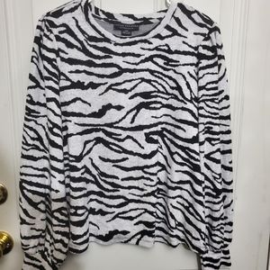 Social Standard by Sanctuary, zebra print, gray and black, sweatshirt Top Medium